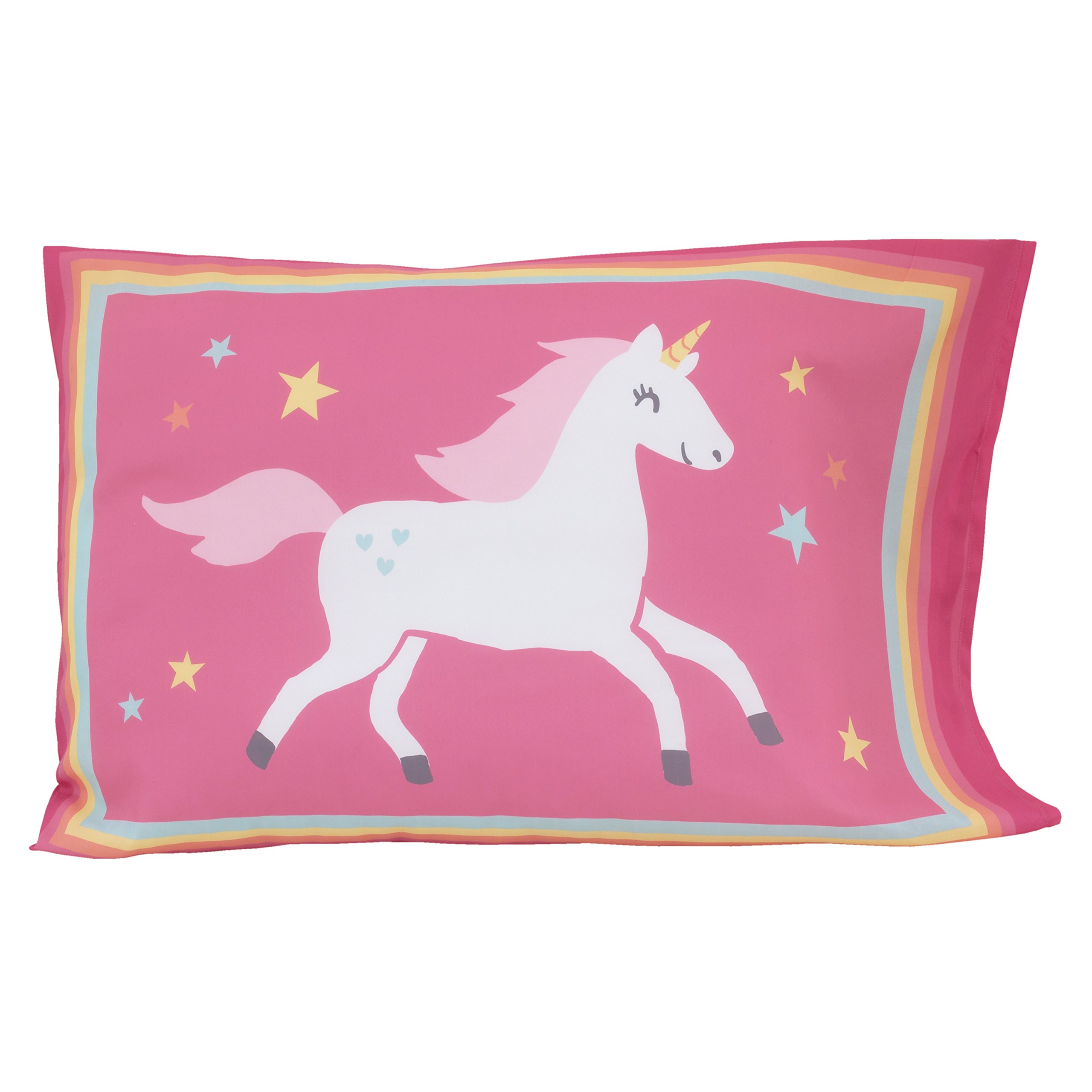 CARTERS Rainbow Unicorn 4 Piece Toddler Bedding Set, Pink, Aqua, White - Image 5