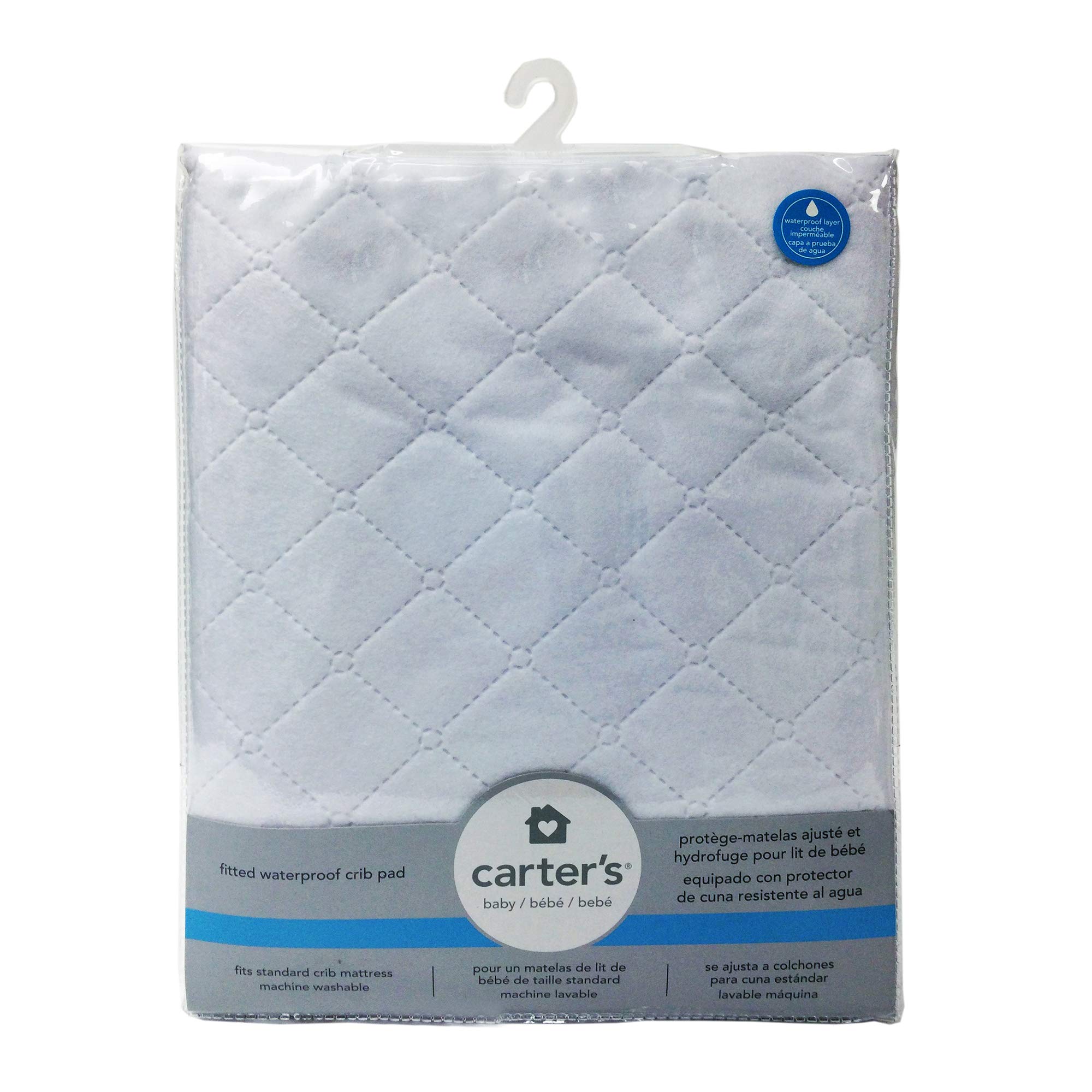 Carters Waterproof Fitted Quilted Crib and Toddler Protective Mattress Pad Cover, White - Image 4