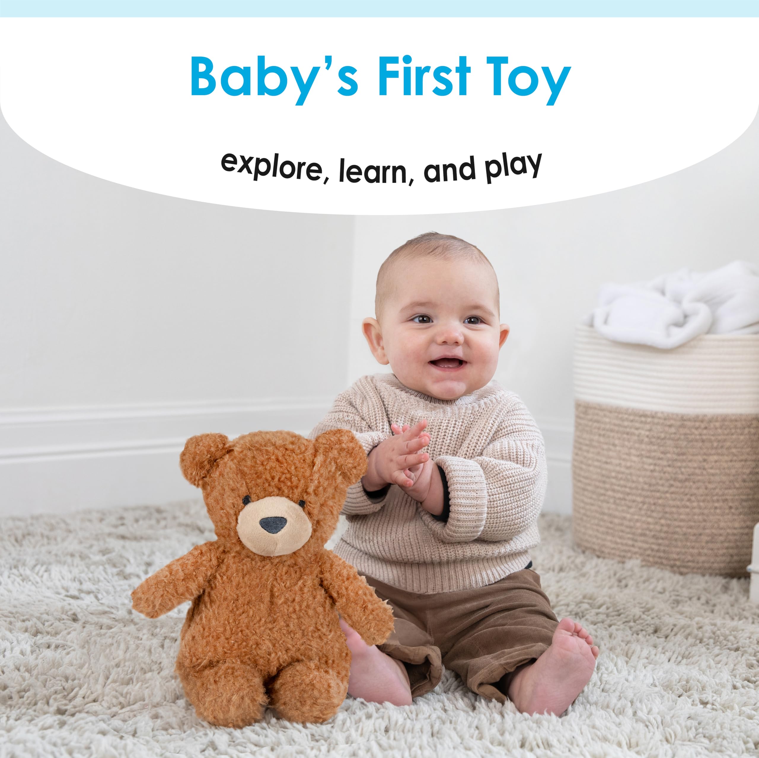 Kids Preferred 11 Inch Teddy Bear Brown Soft Plush Stuffed Animal Toy Gift for Kids and Toddlers - Carter's Squishy Bear - Image 6