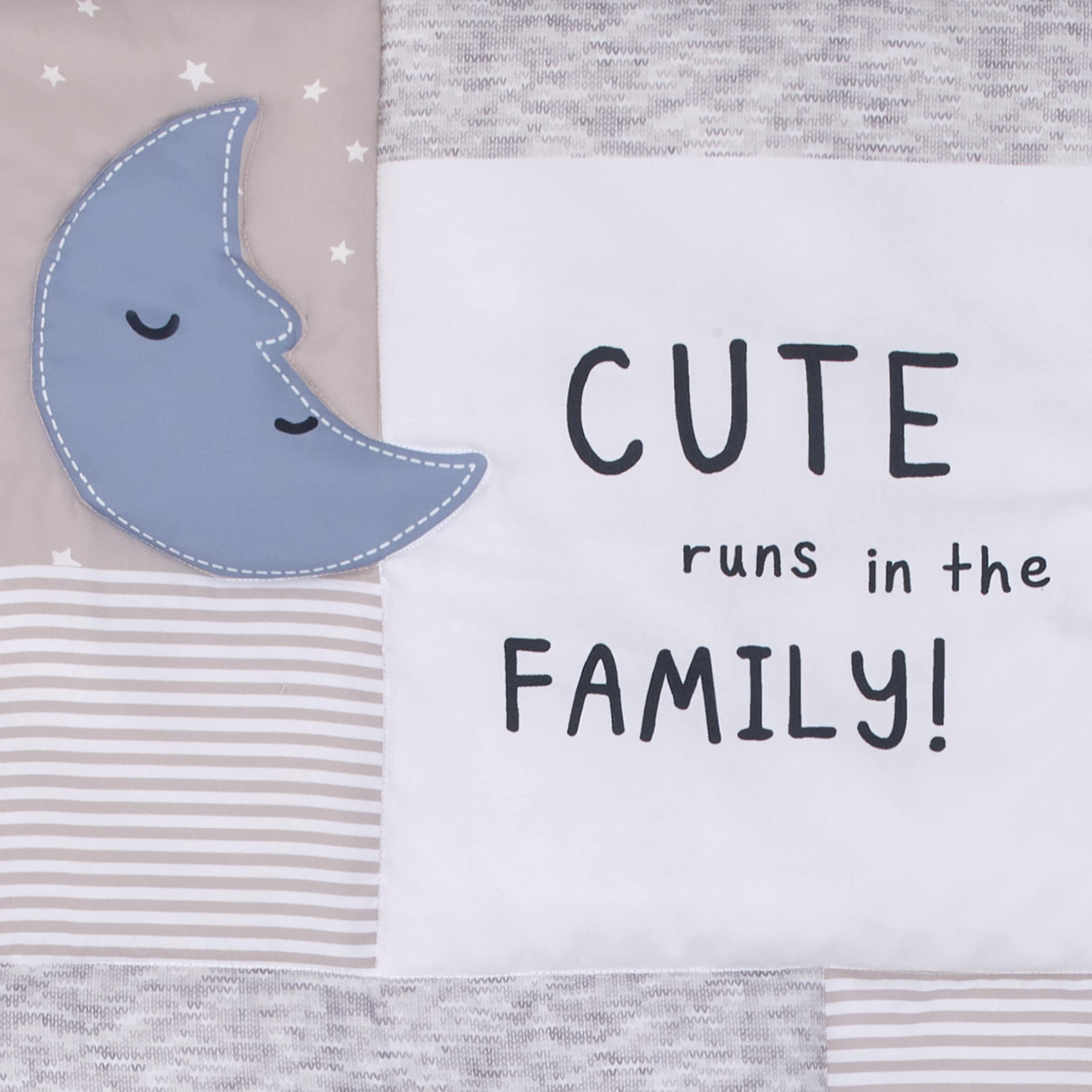 NoJo Carter's Blue Elephant - Chambray, Navy, Gray and White Elephant, Moon, Clouds and Stars 3 Piece Nursery Crib Bedding Set - Comforter, Fitted Crib Sheet and Crib Skirt - Image 6