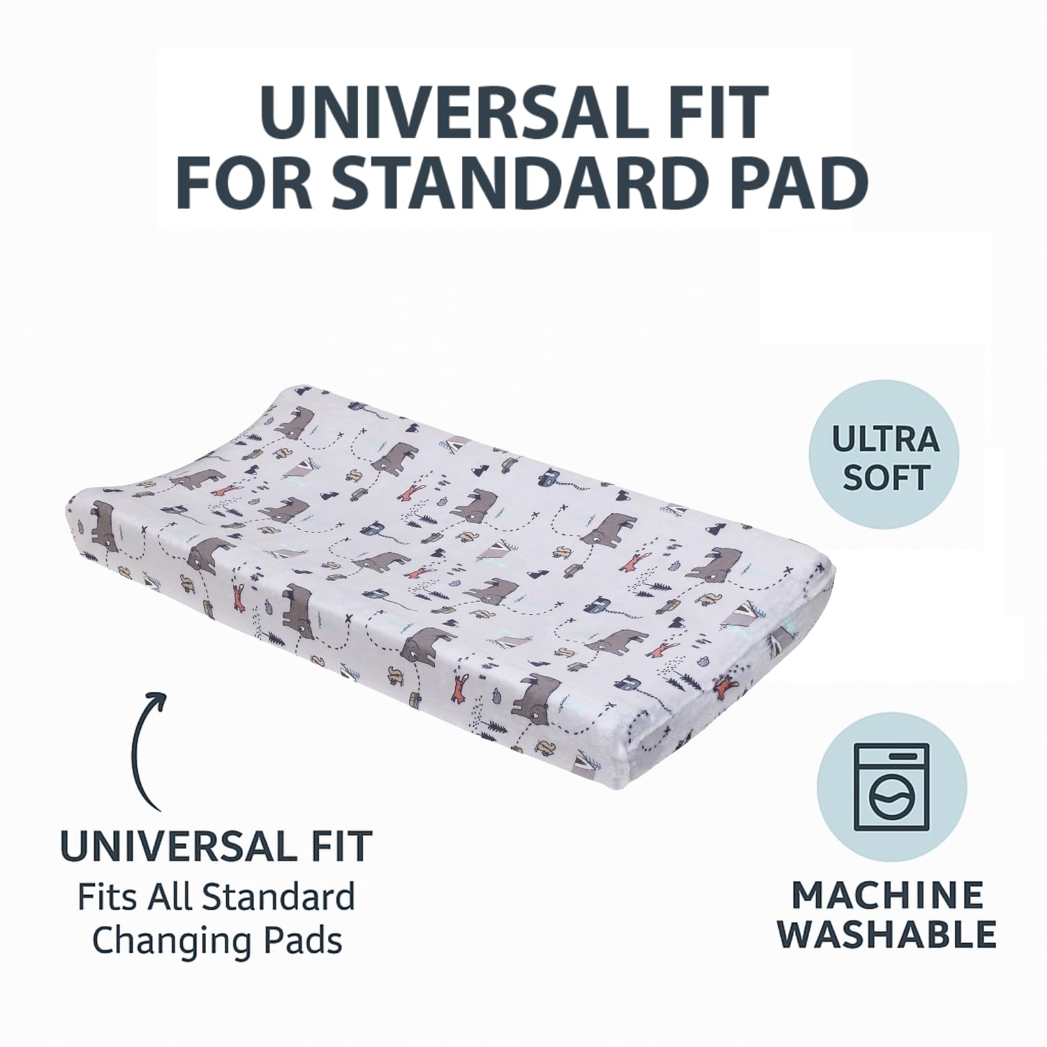 NoJo Carter's Woodland Friends Multi Colored Super Soft Changing Pad Cover Fits Standard 32” x 16” Contoured Pads Nursery Essential - Image 4